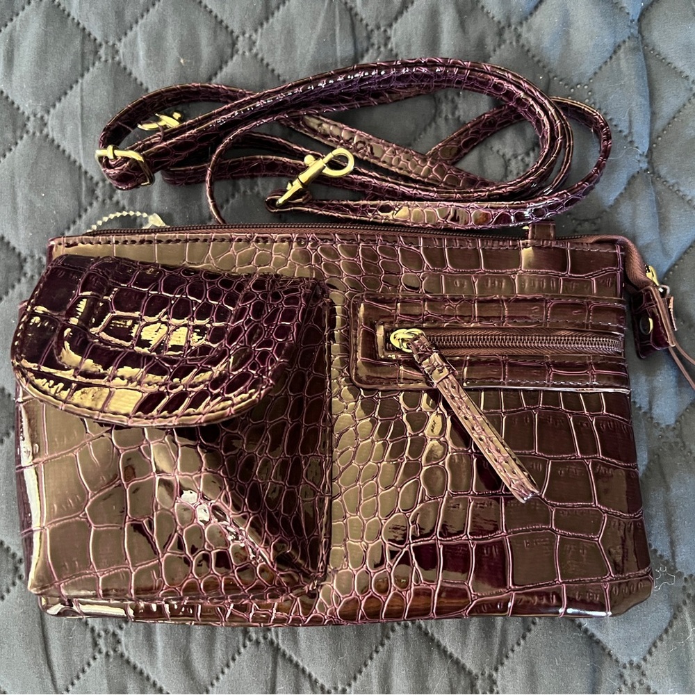 Faux Croc Purple Crossbody/Wallet